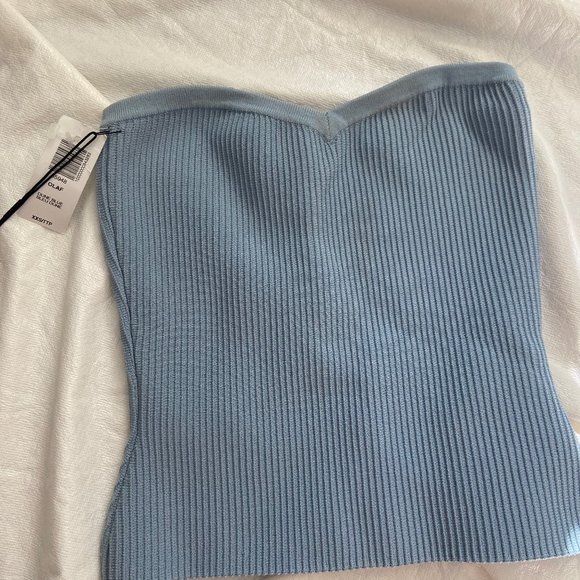 Aritzia Babaton Sculpt Knit Sweetheart Tube Top Olaf Top Dune Blue XXS NWT - Picture 1 of 4